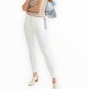 Madewell 10" High Rise Button Fly Skinny Crop Jeans White 27